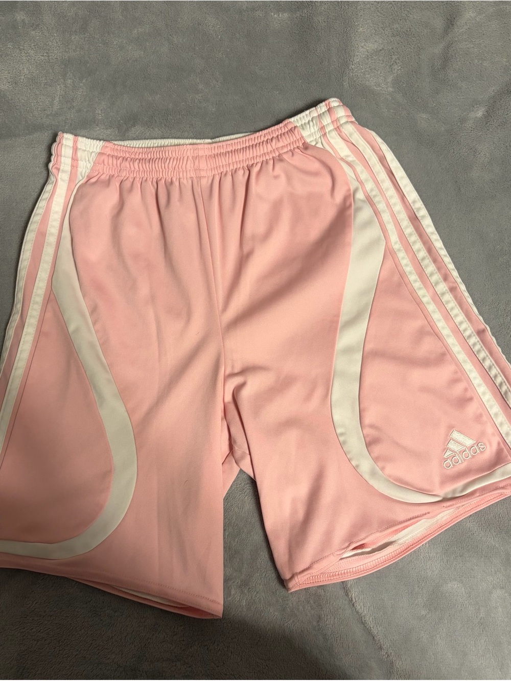 adidas Light Pink Athletic Shorts with White Trim